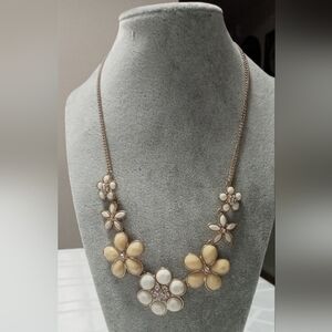 Floral Necklace with Cream and White Accents